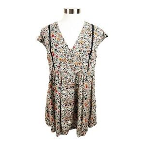 Anthropologie Vanessa Virginia Floral Print Babydoll Shirt Size Small‎
